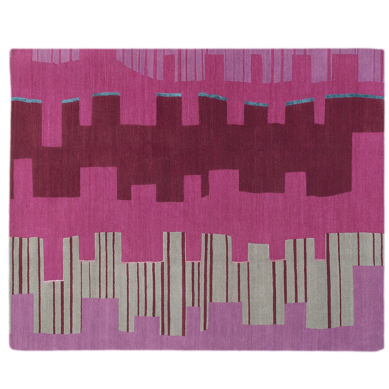 Topo Geometric Area Rug in Purple/Pink, Rectangle 3' x 5'