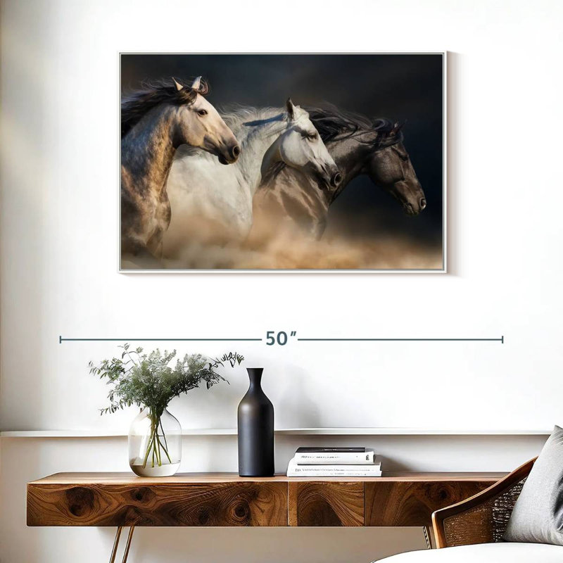 Chevaux magnifiques, Cadre flottant blanc, 37 po x 25 po