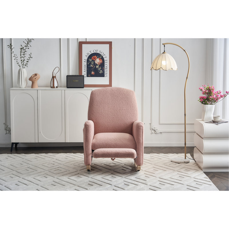 Chaise berçante en coton et lin, Rose