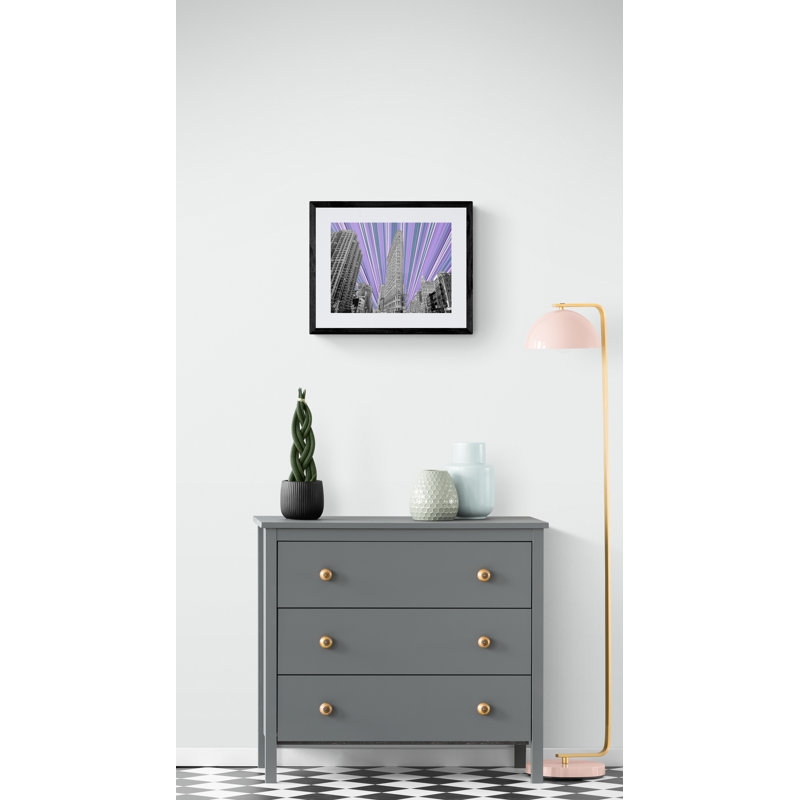 Flatiron Building NYC Print by Batya Kuncman, 24" H x 32" W, Purple/Gray