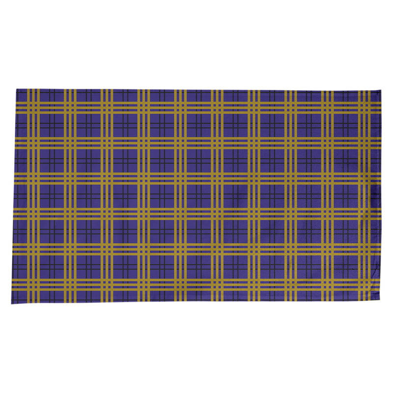 Nappe en mélange de coton à carreaux, Mauve / noir / or métallique