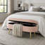 Banc de rangement repose-pieds ovale en flanelle avec pieds en métal robustes pour un décor moderne et élégant-1830650788