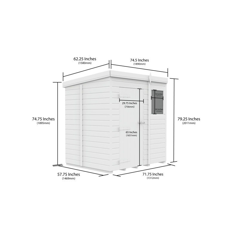 6x5 Pent Composite Shed
