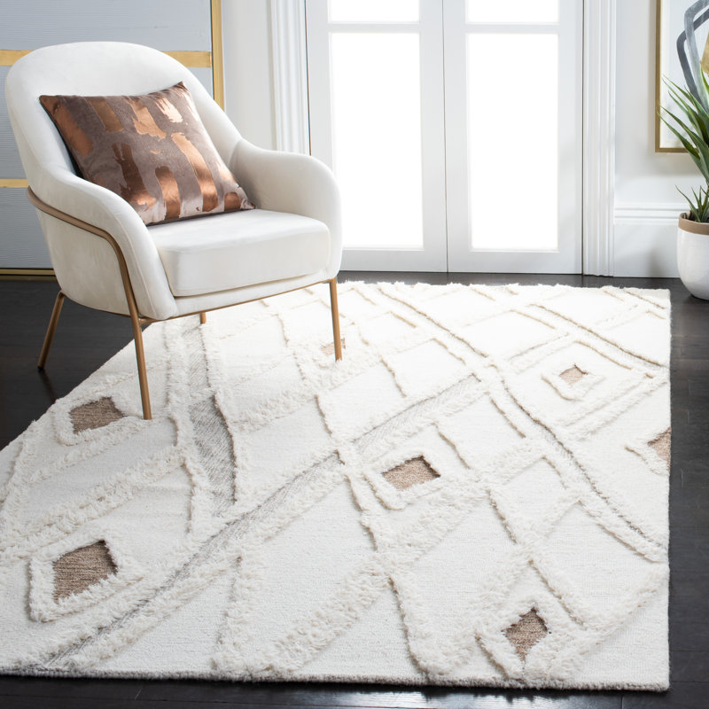 Adleigh Striped Wool Hand Tufted Area Rug, Rectangle 152 x 244 cm