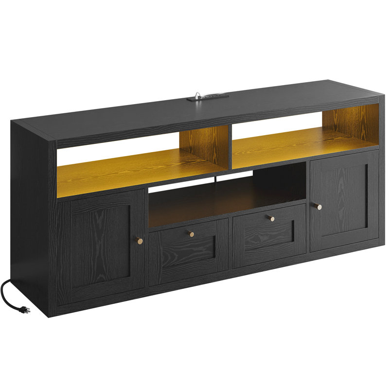 57" TV Stand with LED Lighting & USB Charging Station, Fits TVs Up to 65 Inches