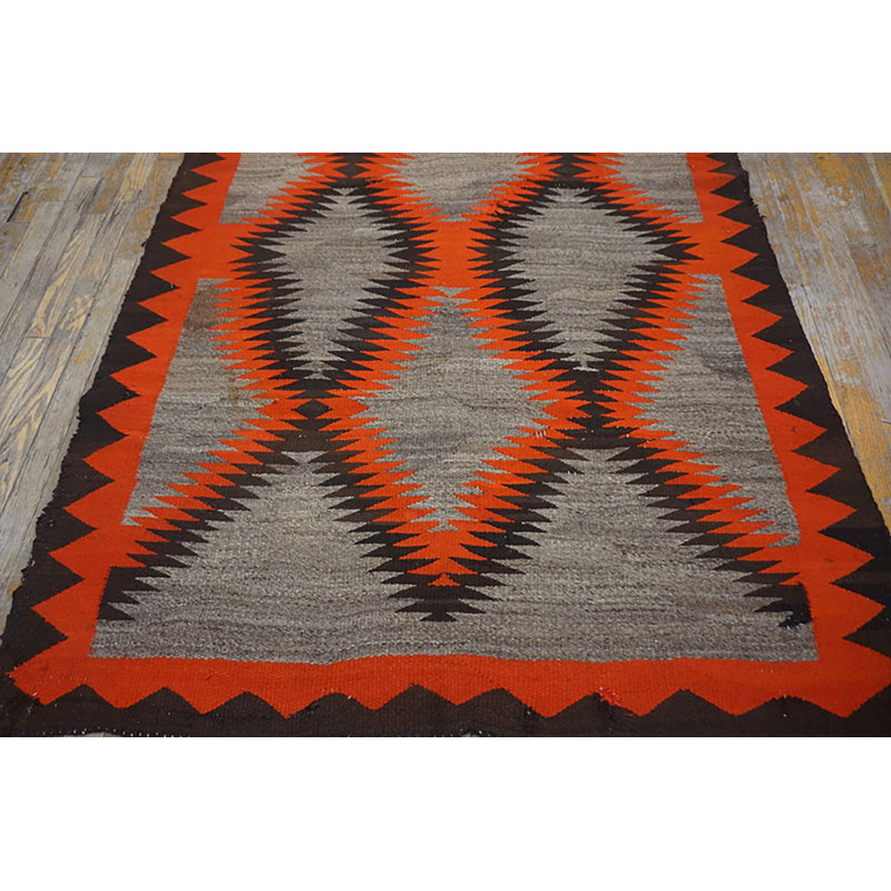 Flatweave Wool Geometric Area Rug in Gray
