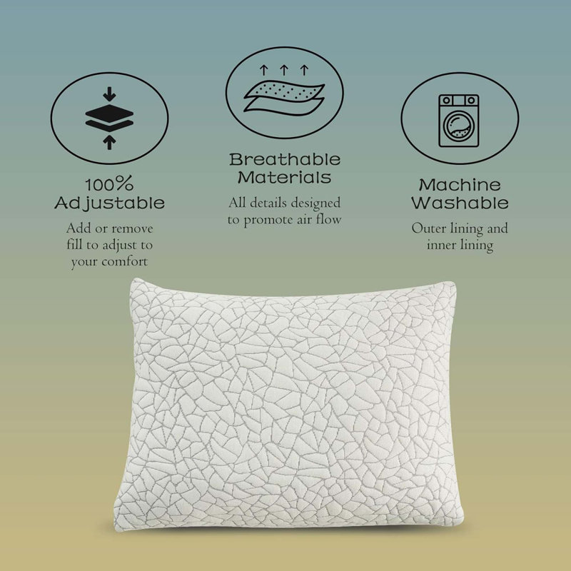  Cooling Shredded Memory Foam Breathable Bamboo Pillow,1 PC, Queen