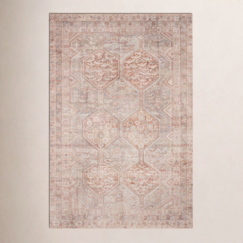 Tapis géométrique mandarine / brume Chris Loves Julia x Loloi Jules, Rectangle 5 pi x 7 pi 6 po