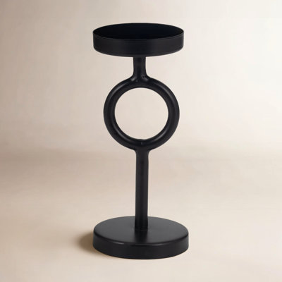 8" Metal Candle Holder - Contemporary Black Iron Narrow Round Candle Holder for Home, Office, Event Decor - Centerpiece Candle Decor Accent