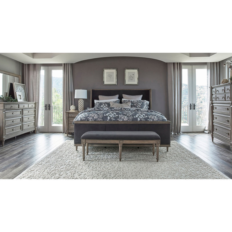 Ensemble de chambre à coucher à panneaux 5 pièces Minerve Edythe, Très grand