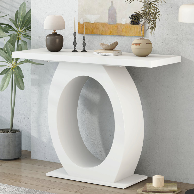 Console moderne avec base en forme d'œuf, stabilité et durabilité accrues, design épuré pour la décoration intérieure, parfaite pour le salon ou la chambre à coucher