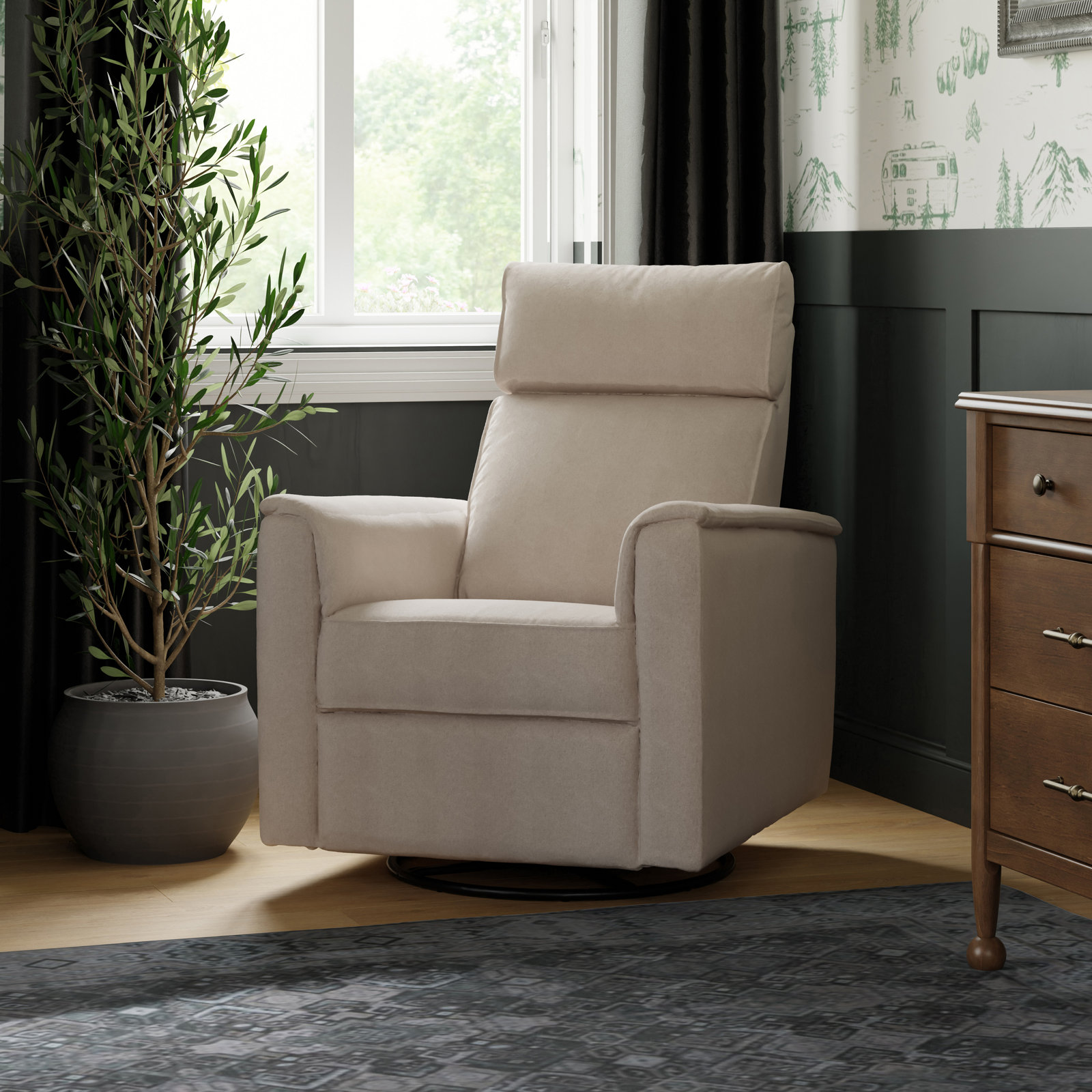 Willa Plus Swivel Glider, Sand Livesmart® Basketweave
