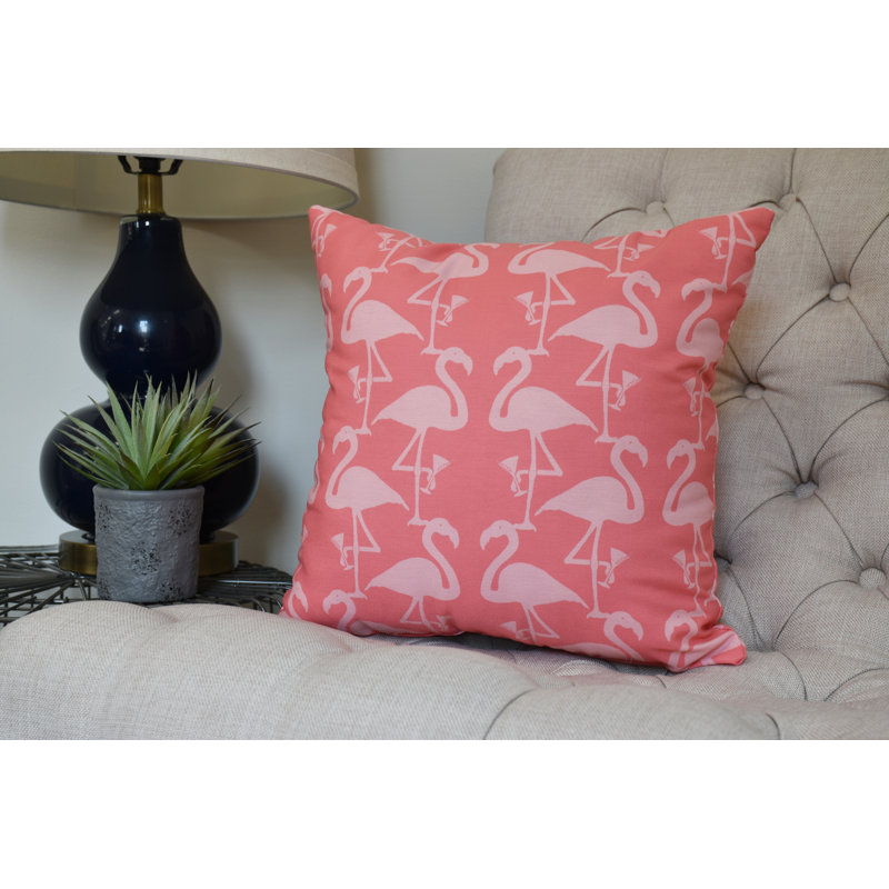 Housse et insert de coussin carré Palm Beach Flamingo, Orange, 18 po x 18 po