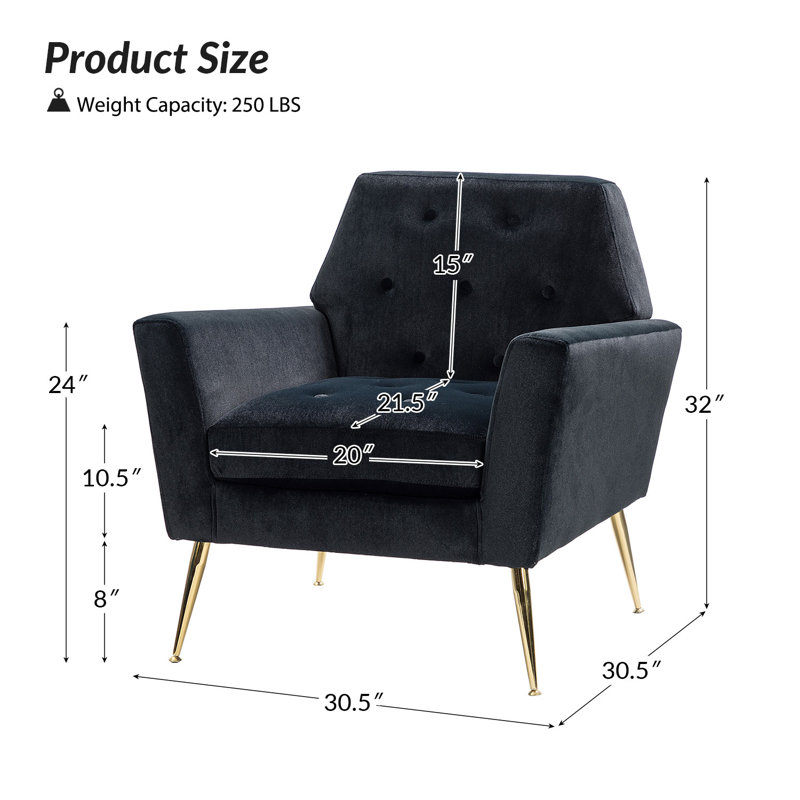 Chaise d'appoint Thaddeus, Velours noir