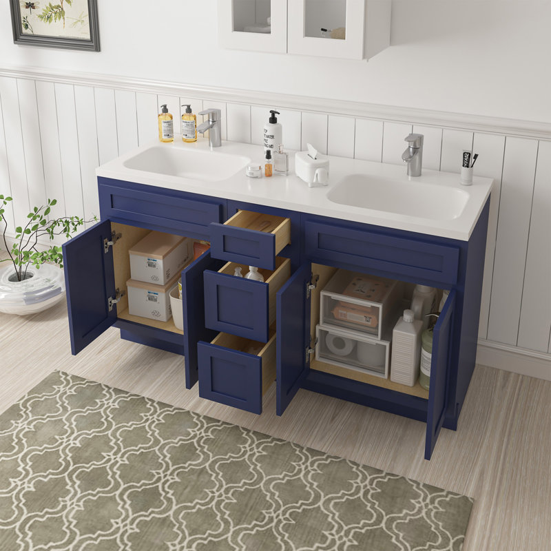 Base de meuble-lavabo double 60 po seulement, Bleu