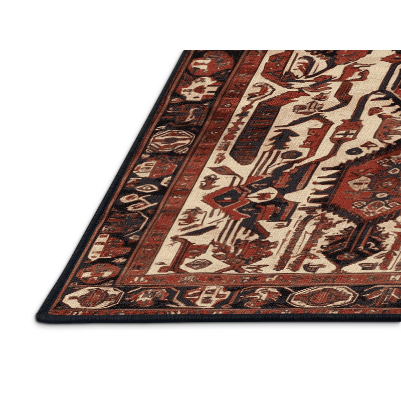 Tapis persan noir lavable à la machine, Rectangulaire 2 pi x 3 pi