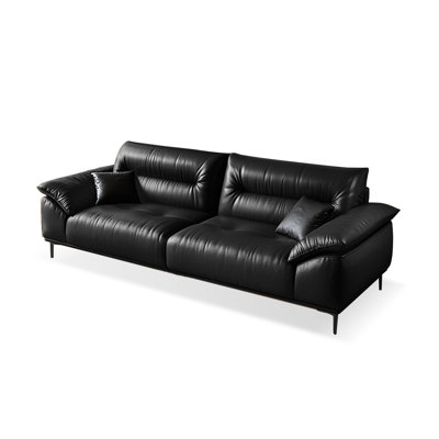 Canapé standard en cuir véritable noir
