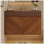 Meuble-lavabo mural moderne 30 po avec lavabo en céramique, finition chêne brun et portes à fermeture en douceur