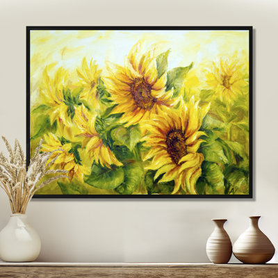 Bright Yellow Sunny Sunflowers - impression d'art graphique