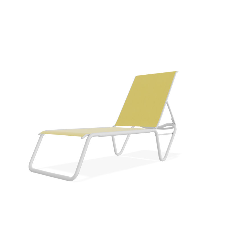 Chaise longue sans accoudoirs empilable à plat en aluminium Gardenella, Jaune, Blanc
