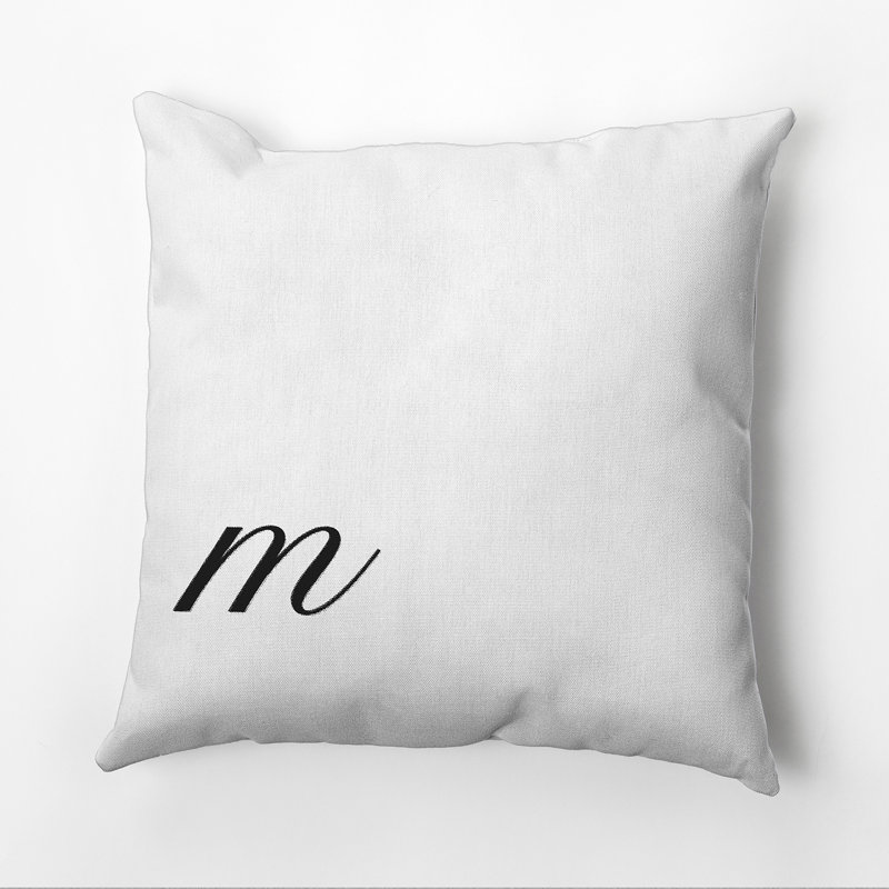 Monogram Design Collection Reversible Throw Pillow, Black, 26"x26", M