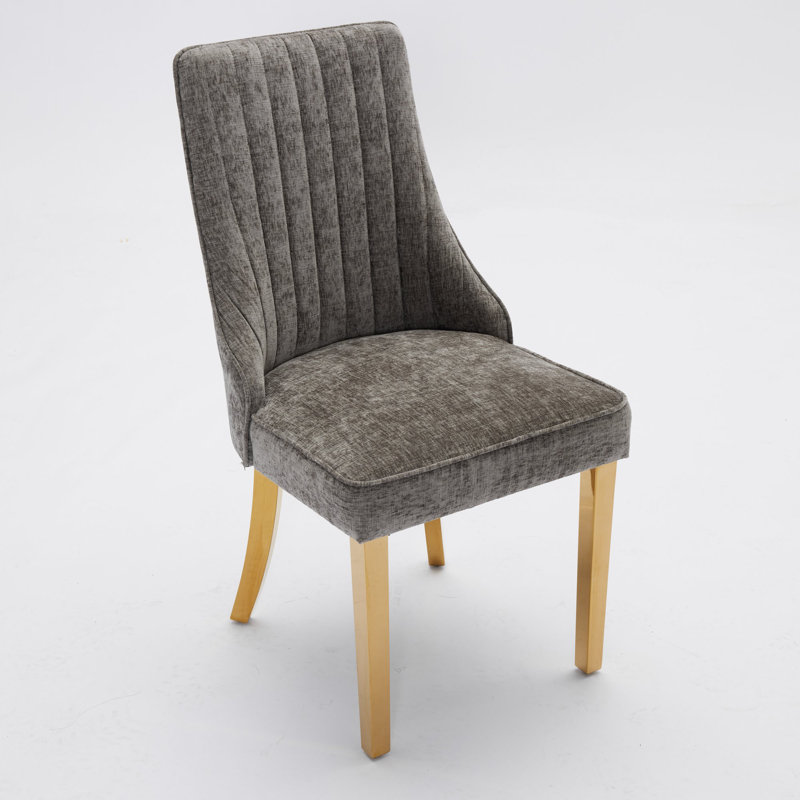 Ensemble de salle à manger 7 pièces 7 pièces, 7 pièces : table, 6 chaises, Gris/doré