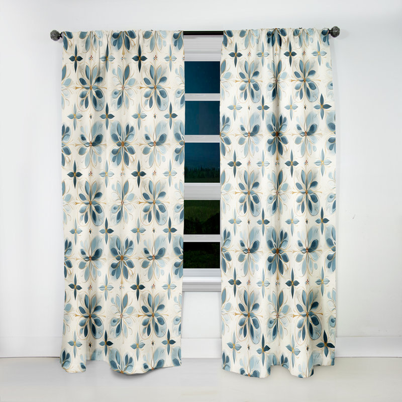 Panneaux de rideaux damassés en mosaïque maltaise, L 52 po x L 120 po
