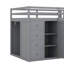 Lit mezzanine double en bois avec armoires, tiroirs et armoires-484809632