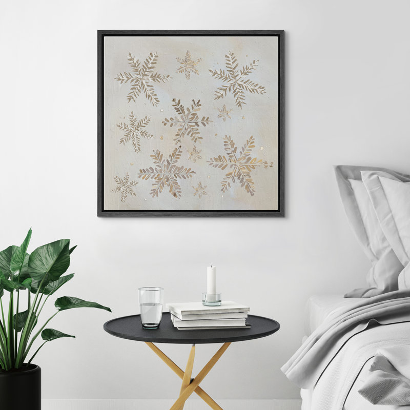 Flocon de neige, Noël rétro, rustique moderne, vacances d'hiver, impression sur toile encadrée, H 16 po x l 16 po