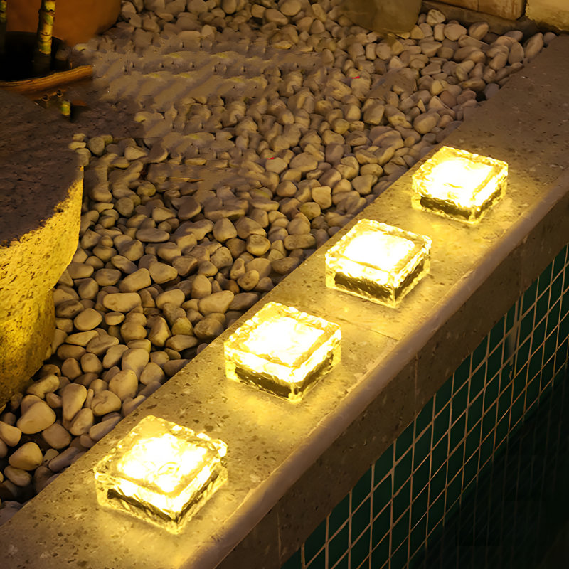 4-Pack Silver Solar Powered Integrated LED Step Light, 2.2" Waterproof LED Landscape Lighting
