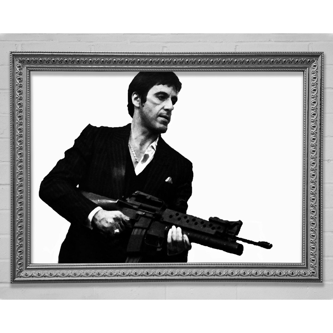 Scarface Tommygun B N W - Einzelner Bilderrahmen Druck