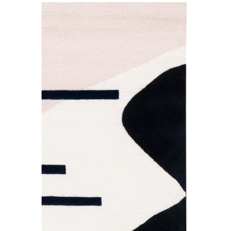 Arabelle Handmade Wool Blush/Black Rug, Runner 2'3" x 8'