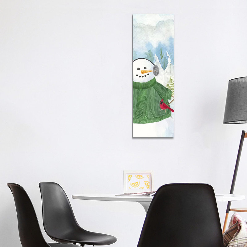 Snowman Christmas Vertical I by Tara Reed - Wrapped Canvas Painting, 30.48 cm H x 91.44 cm W x 1.91 cm D