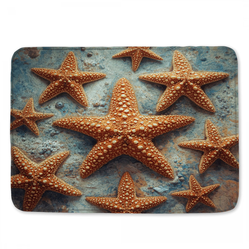 Tapis de bain texturé étoile de mer sur sable, 24in W x 17in L