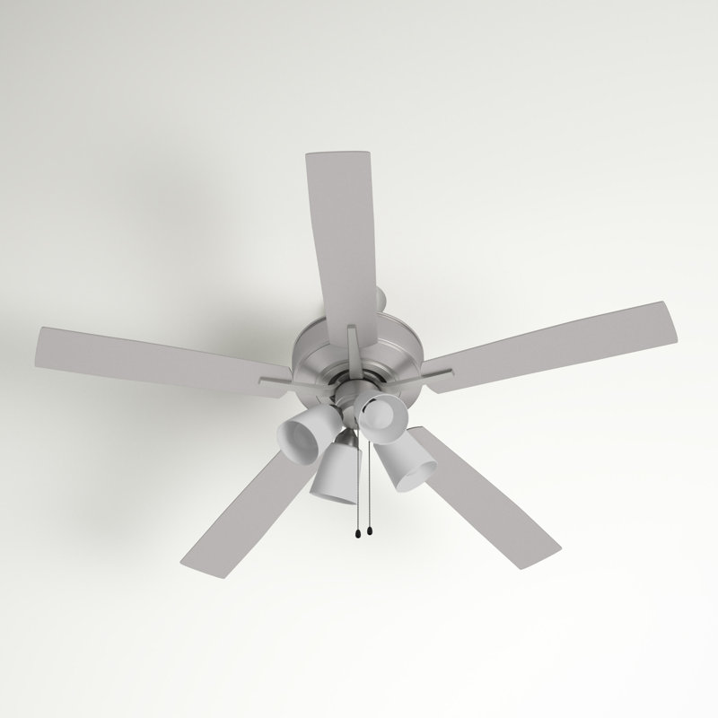 Pro Plus 114 White 4 Light Kit 52'' Ceiling Fan with LED Lights, Brushed Satin Nickel/Tan