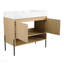 Ensemble de meuble-lavabo 36 po avec lavabo simple en résine, ensemble d'armoires de rangement modernes 2 portes, bois massif multicouche, chêne
