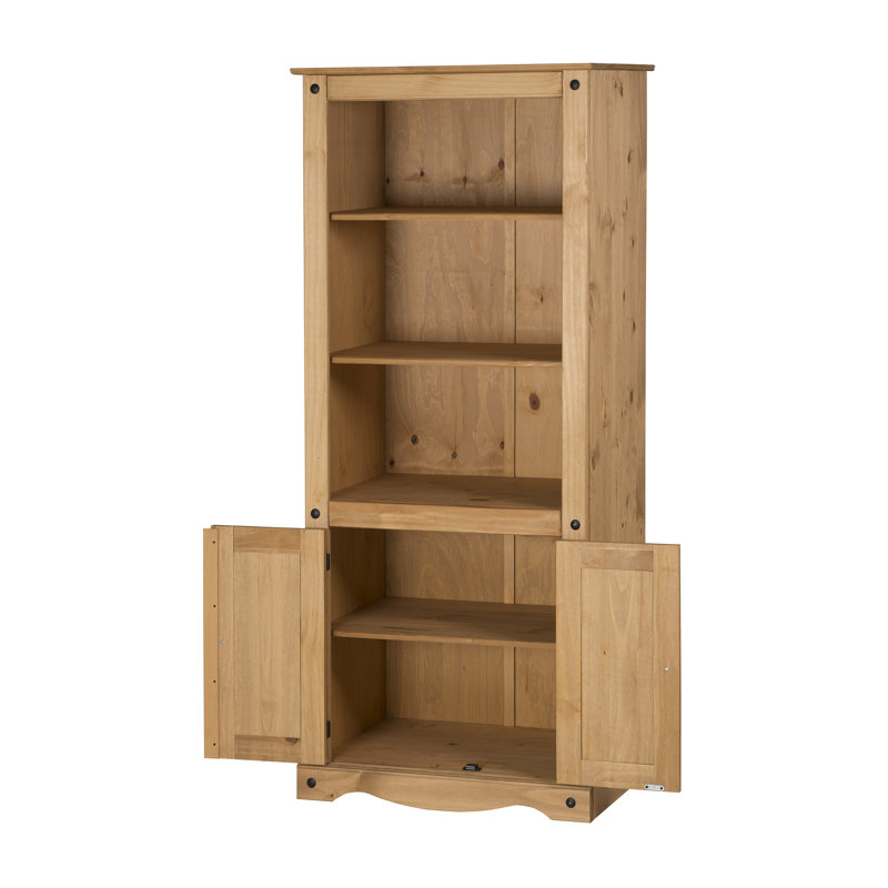 Recdo Solid Wood Room Divider Bookcase, Antique Wax