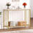 2-Tier Console Table, Faux Marble Top Entryway Table with Gold Metal Frame, Narrow Sofa Table with Lower Glass Shelf for Living Room, Hallway