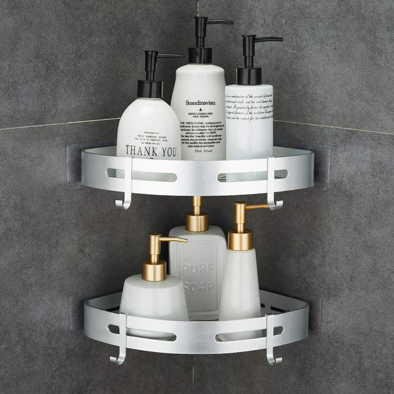 Tablette de salle de bain d'angle, Gris