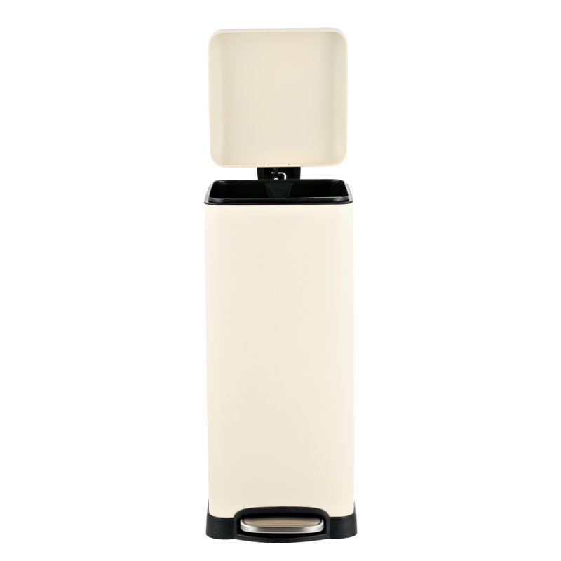 Poubelle à pédale Betty Retro Steel, Beige calcaire, 8 gallons