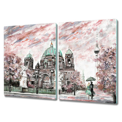 Newbill Church People Trees Autumn Chopping Board