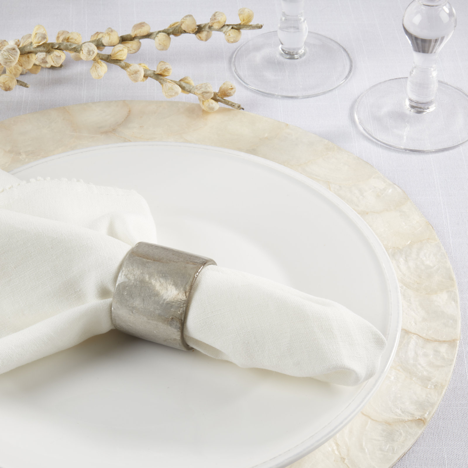 Radiant Capiz Napkin Rings, Silver