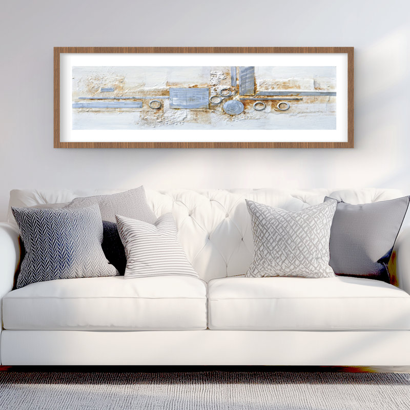 Impression abstraite à finition métallique | Décoration d'intérieur beige encadrée