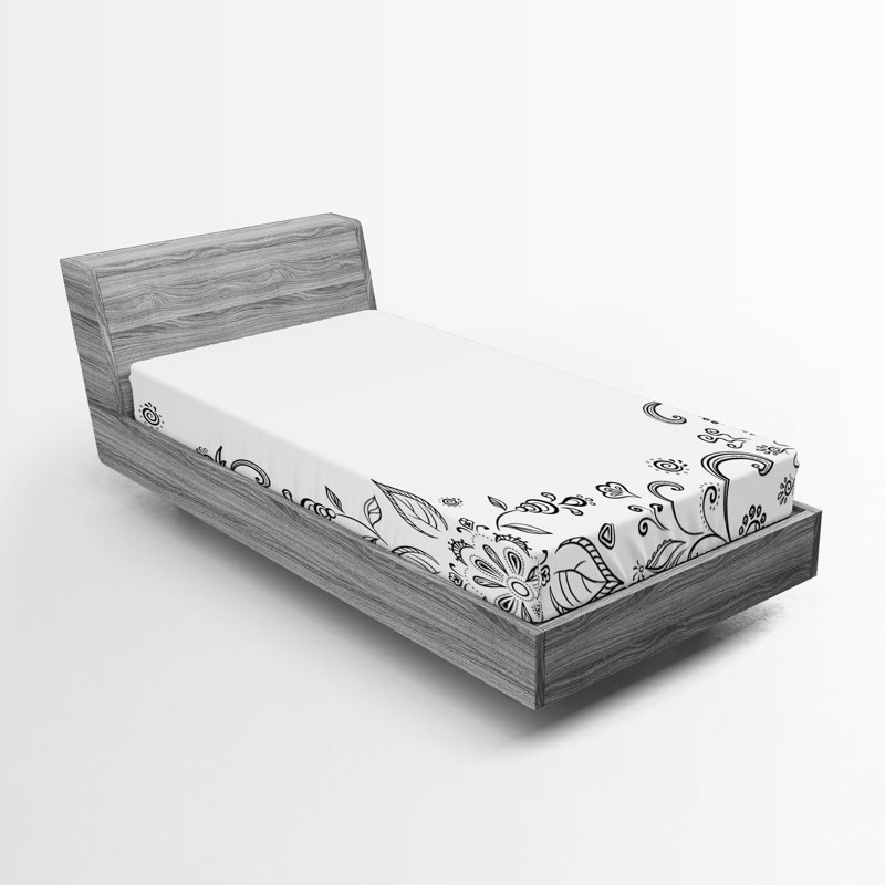 Ensemble de 2 drap-housse à motif floral Ambesonne, Ensemble literie pour lit simple