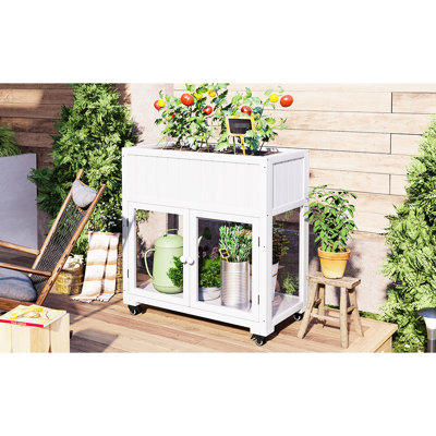 Mini jardin froid: 35,4 po x 17,7 po x 37,4 po, noir, bois de sapin, portes en polycarbonate, lit surélevé avec drainage, cadre de serre mobile: 35,4 x 17,7 x 37,4 po, doublure, drainage