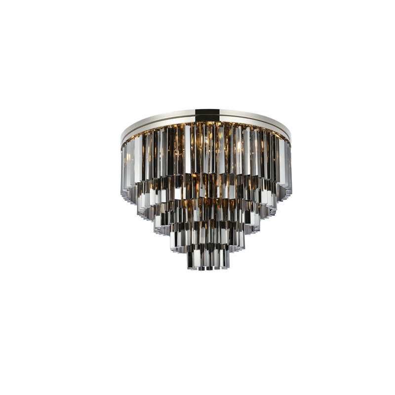 Yazmin Flush Mount, Polished Nickel, Silver Shade (Grey)