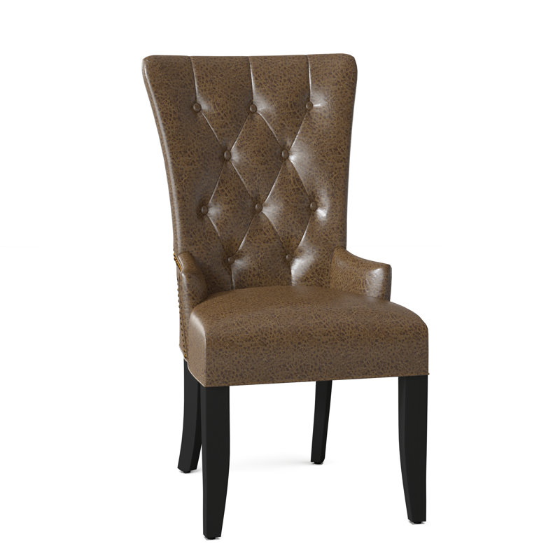 Fauteuil capitonné et rembourré, Laiton, 8006-071, Noir satiné
