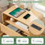 Table de bout en bois de 25 po de hauteur, table de chevet naturelle avec station de charge et 2 tiroirs, table d'appoint courbée-837760139-834723979
