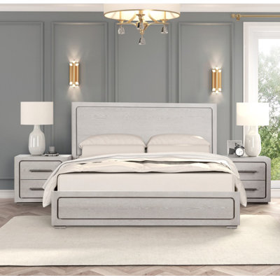 Queen Bed, White Oak