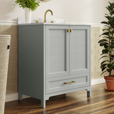 Meuble-lavabo de salle de bain avec lavabo encastré, armoire et tiroir